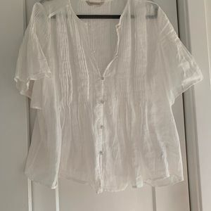 Banana Republic white linen top
